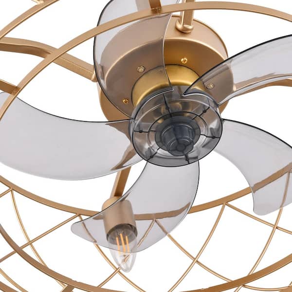 Gold Indoor Metal Caged Ceiling Fan