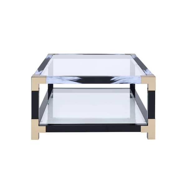 Acme Furniture Lafty White Brushed, Black, Gold and Clear Glass