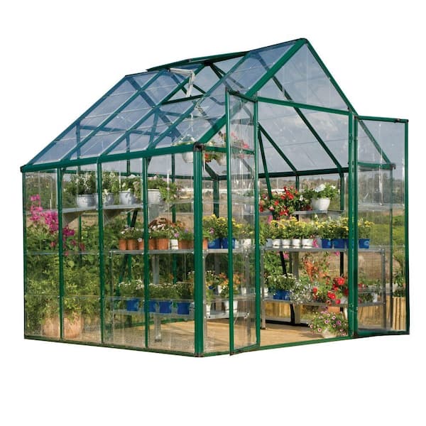 Palram Snap and Grow 8 ft. x 8 ft. Green Polycarbonate Greenhouse