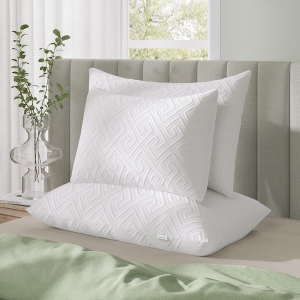 Novilla Shredded Gel Memory Foam Medium Firm Support Pillow Washable Cover Standard Size Pillows for Deep Sleep, White