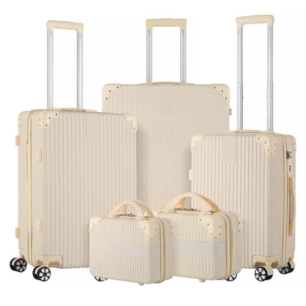 HIKOLAYAE Myrtle Springs Nested Hardside Luggage Set in Desert Khaki, 5 Piece - TSA Compliant