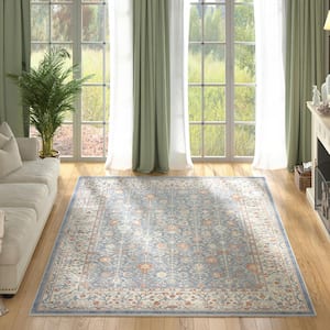 Blue 7 ft. 10 in. x 10 ft. 2 in. Wilton Collection Floral Pattern Persian Area Rug
