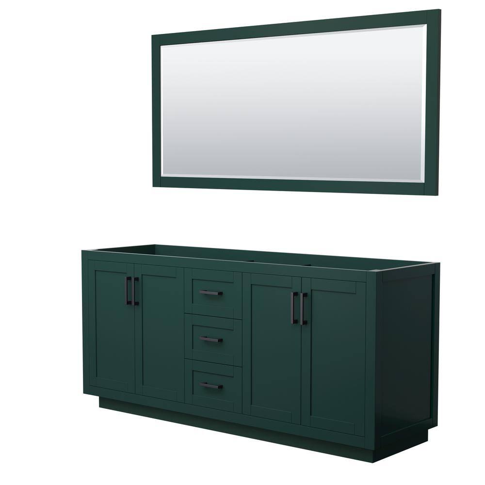 Miranda 71 in. W x 21.75 in. D x 33 in. H Double Sink Bath Vanity Cabinet without Top in Green with 70 in. Mirror price history on PriceWatchPro