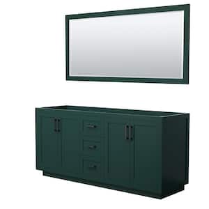 Miranda 71 in. W x 21.75 in. D x 33 in. H Double Sink Bath Vanity Cabinet without Top in Green with 70 in. Mirror