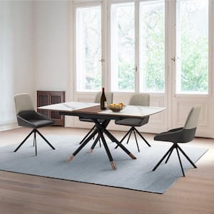 Alora Maverick 5-Piece Rectangle Extendable Ceramic and Wood Top Grey Dining Set