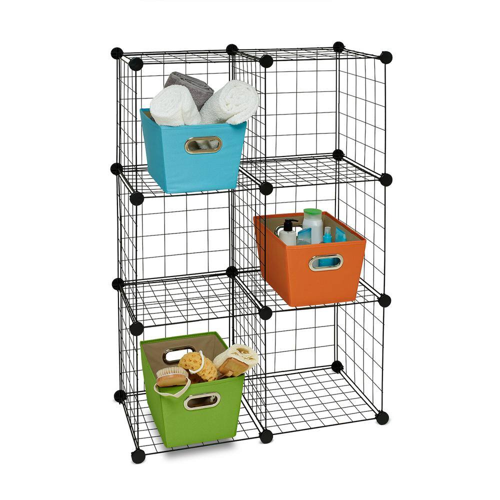 Modular Black Steel Mesh 6-Cube Organizer Set