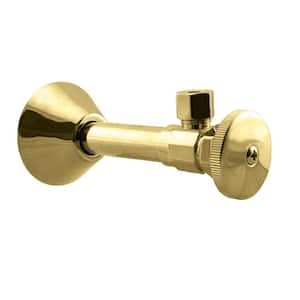 1/2 in. Nominal Copper Sweat Inlet Angle Stop with Round Handle and Copper Extension in Polished Brass