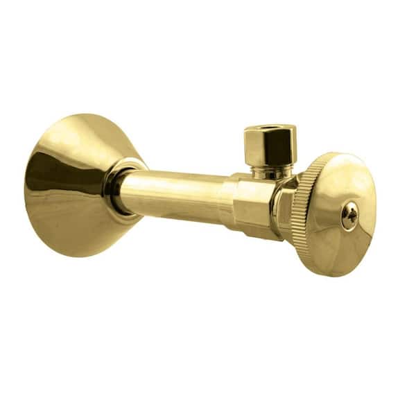 Westbrass 1/2 in. Nominal Copper Sweat Inlet Angle Stop with Round Handle and Copper Extension in Polished Brass