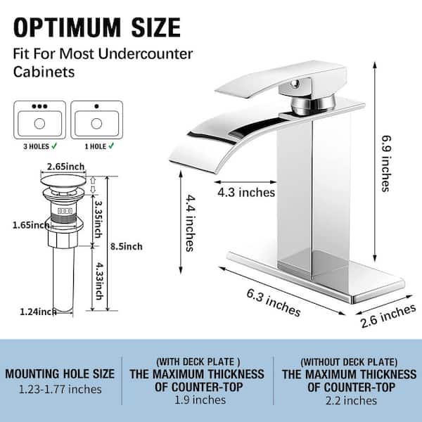 AKLFGN Waterfall Single Hole Single-Handle Low-Arc Bathroom