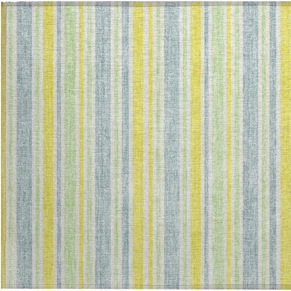 Blue and Yellow 2 ft. x 3 ft. Woven Striped Polyester Rectangle Indoor/Outdoor Area Rug