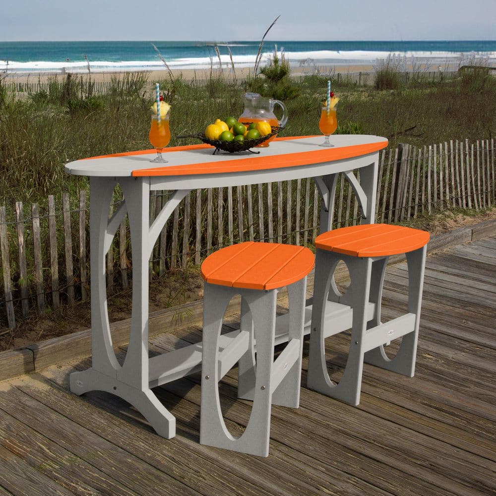 Shoreline Cove Gray/Citrus Orange 3-Piece Recycled Plastic Outdoor Dining Bar Height Balcony Set price history on PriceWatchPro