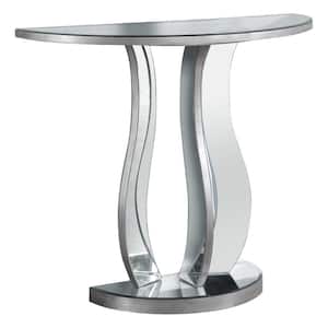 36 in. Silver Standard Half Moon Mirrored Console Table