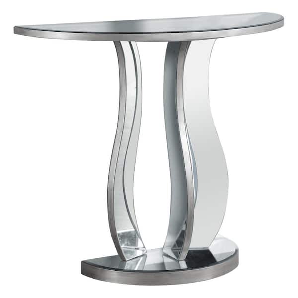 Unbranded 36 in. Silver Standard Half Moon Mirrored Console Table