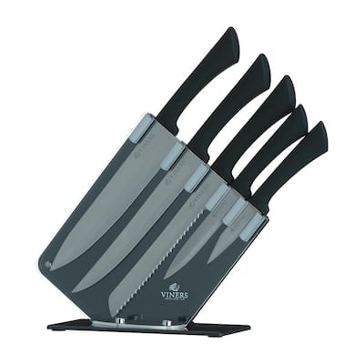 Everyday 6- Piece Stainless Steel Knife Set w/ Clear Front Acrylic Knife Block