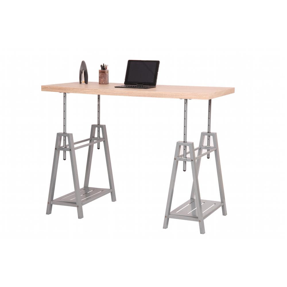 Gray Adjustable Height Standing Desk with Metal Base