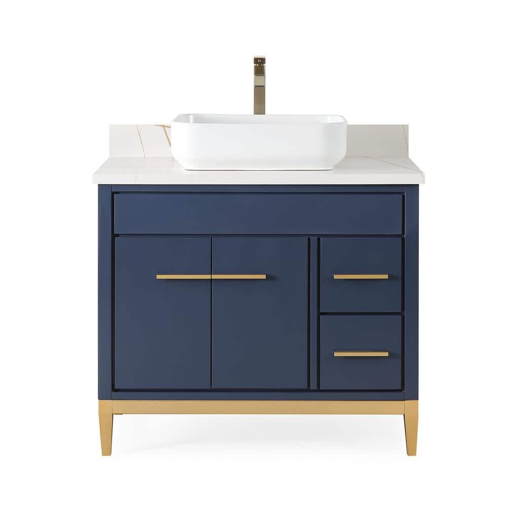 36 in. W x 22 in. D x 31 5/8 in. H Bathroom Vanity in Navy Blue Color with 