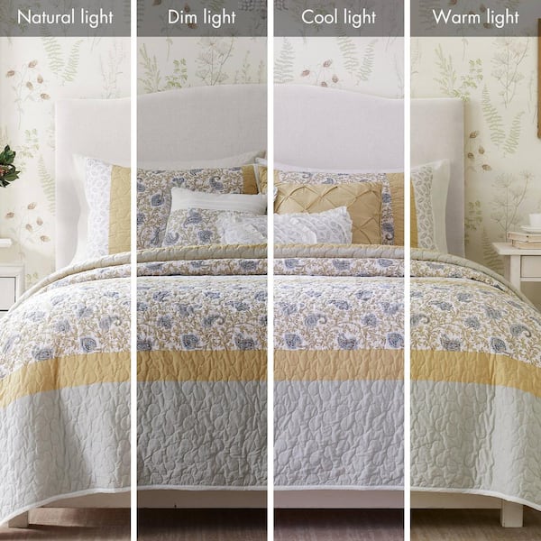 Vanessa 6-Piece Yellow Cotton Percale Full/Queen Quilt Set