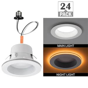 4 in. Adjustable Color Temperatures Integrated LED Recessed Light Trim with Night Light 625 Lumens 3000K (24-Pack)