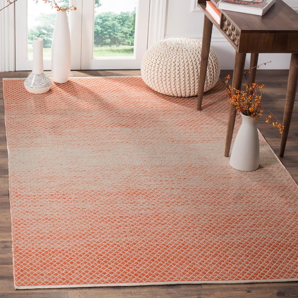 Montauk Orange/Ivory 9 ft. x 12 ft. Striped Distressed Geometric Area Rug