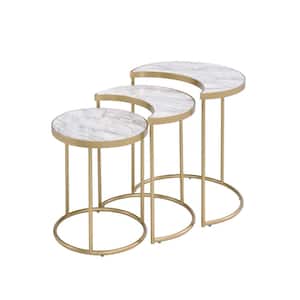 Mariana 24 in. Round Paper Veneer Gold Coffee Table