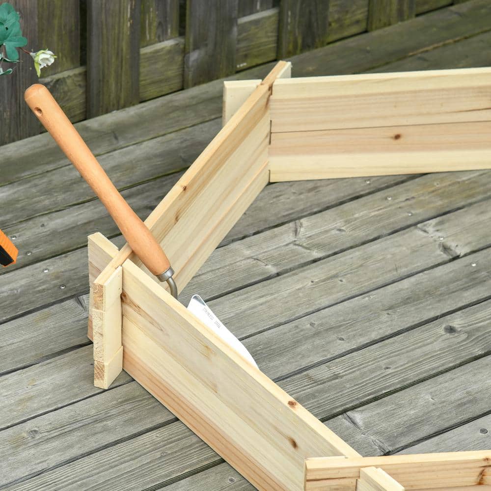Natural Wood Hexagon Raised Garden Bed Planter for Outdoor Plants