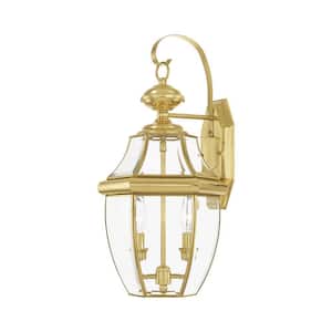Aston 2 Light Polished Brass Outdoor Wall Sconce