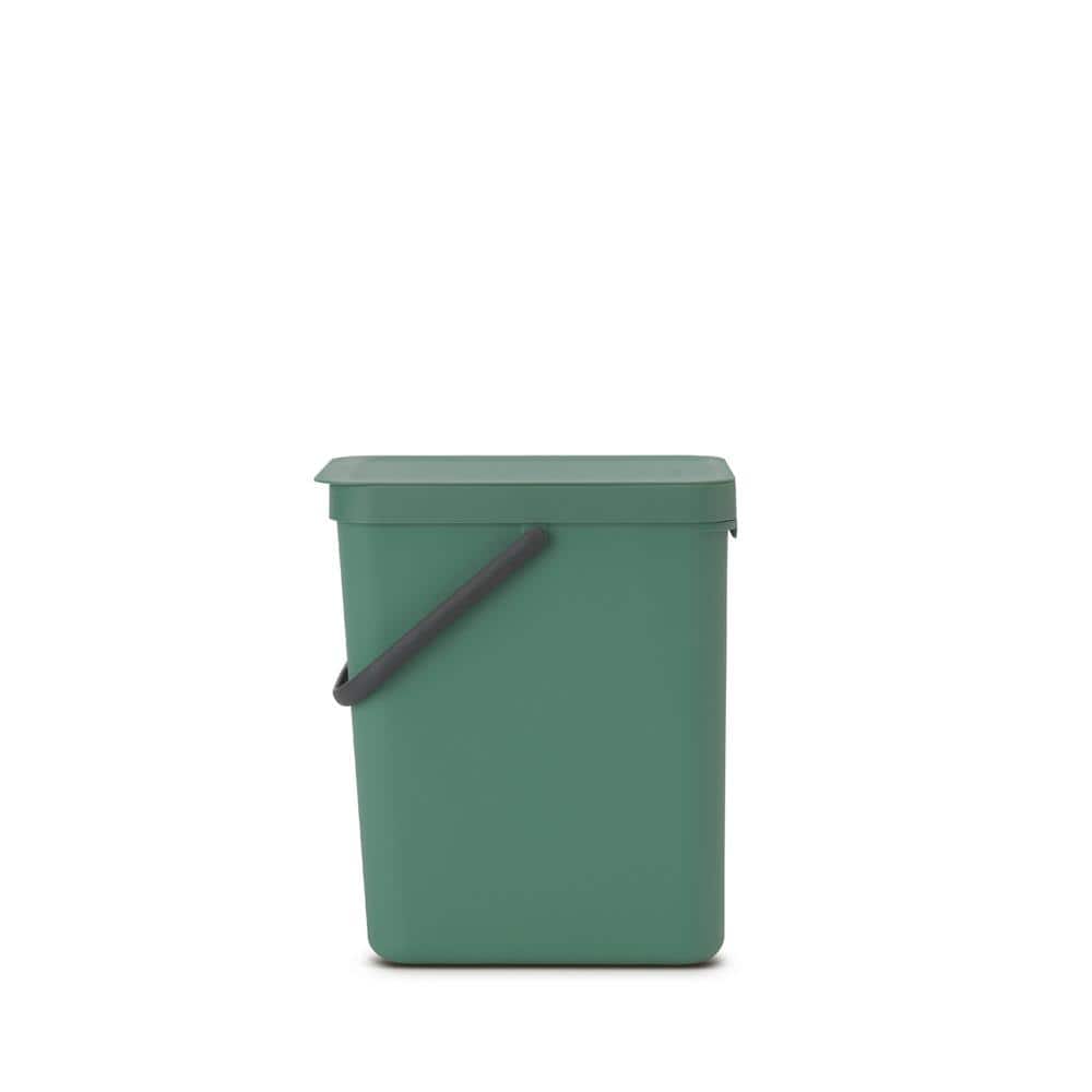Fir Green Plastic Recycling Bin with Removable Lid, 6.6 Gallon