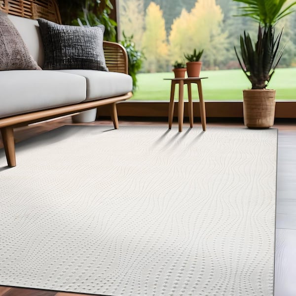 Serenity White Solid 4 ft. x 6 ft. Modern Non Skid Soft Indoor Area Rug