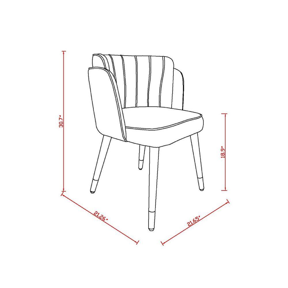 Cream Velvet Upholstered Side Chair with Wood Legs
