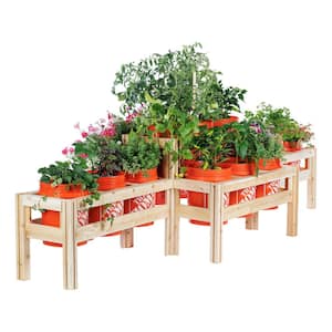 125 in. x 43 in. x 30 in. 2-Tiers 15 Bucket Elevated Unfinished Wood Cedar Garden Frame Raised Beds