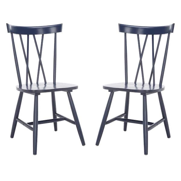 SAFAVIEH Friar Navy 17.12 in. Wood Dining Chair Set of 2