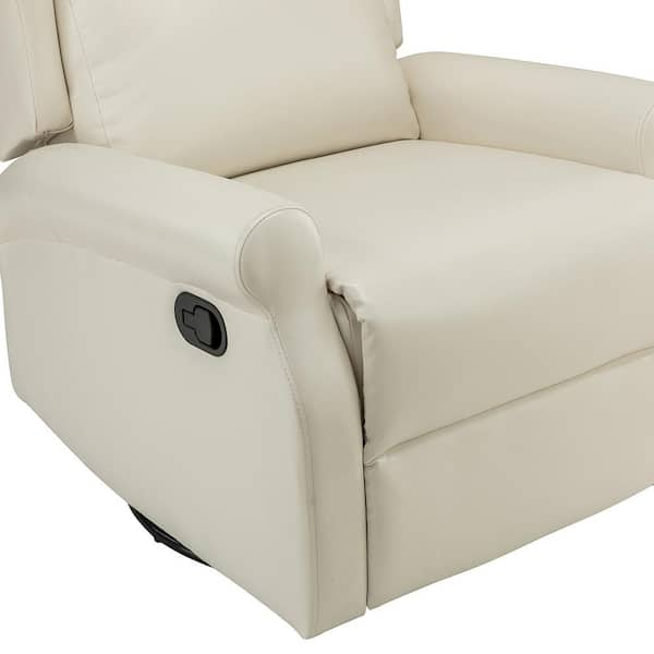 JAYDEN CREATION Joseph Genuine BEIGE Leather Swivel Manual