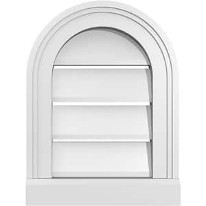 12 in. x 16 in. Round Top White PVC Paintable Gable Louver Vent Functional