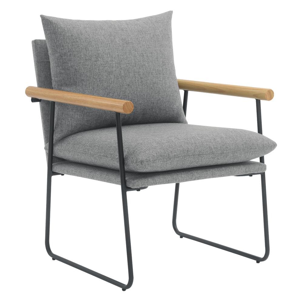 Charcoal Metal Contemporary Accent Chair with Padded Cushion