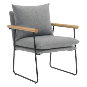 Dutton Armchair in Charcoal with Natural Arms and Black Sled Base