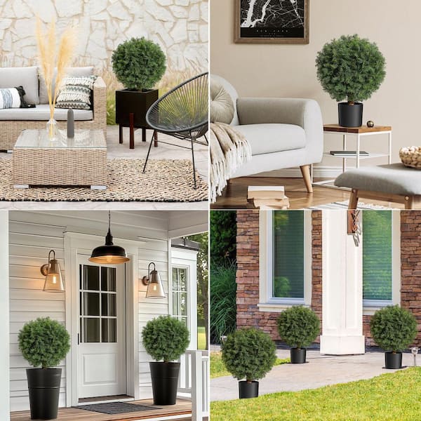 Garvee 2-Pack 2 ft. Artificial Cedar Topiary Ball Trees with
