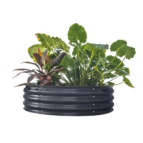 vego garden 11 in. Tall 42 in. Wide Round Modern Gray Metal Raised Garden Bed Kit