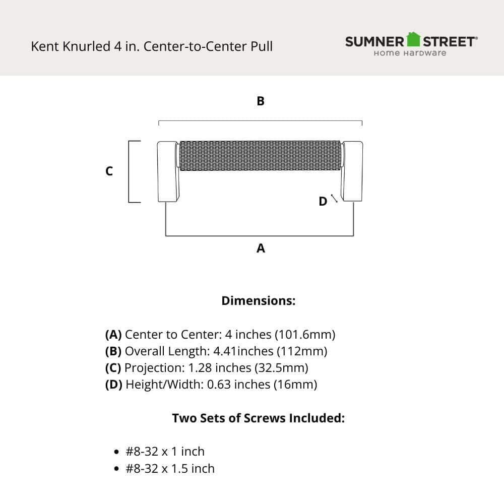 Kent Matte Black 4" Knurled Bar Pull Multipack