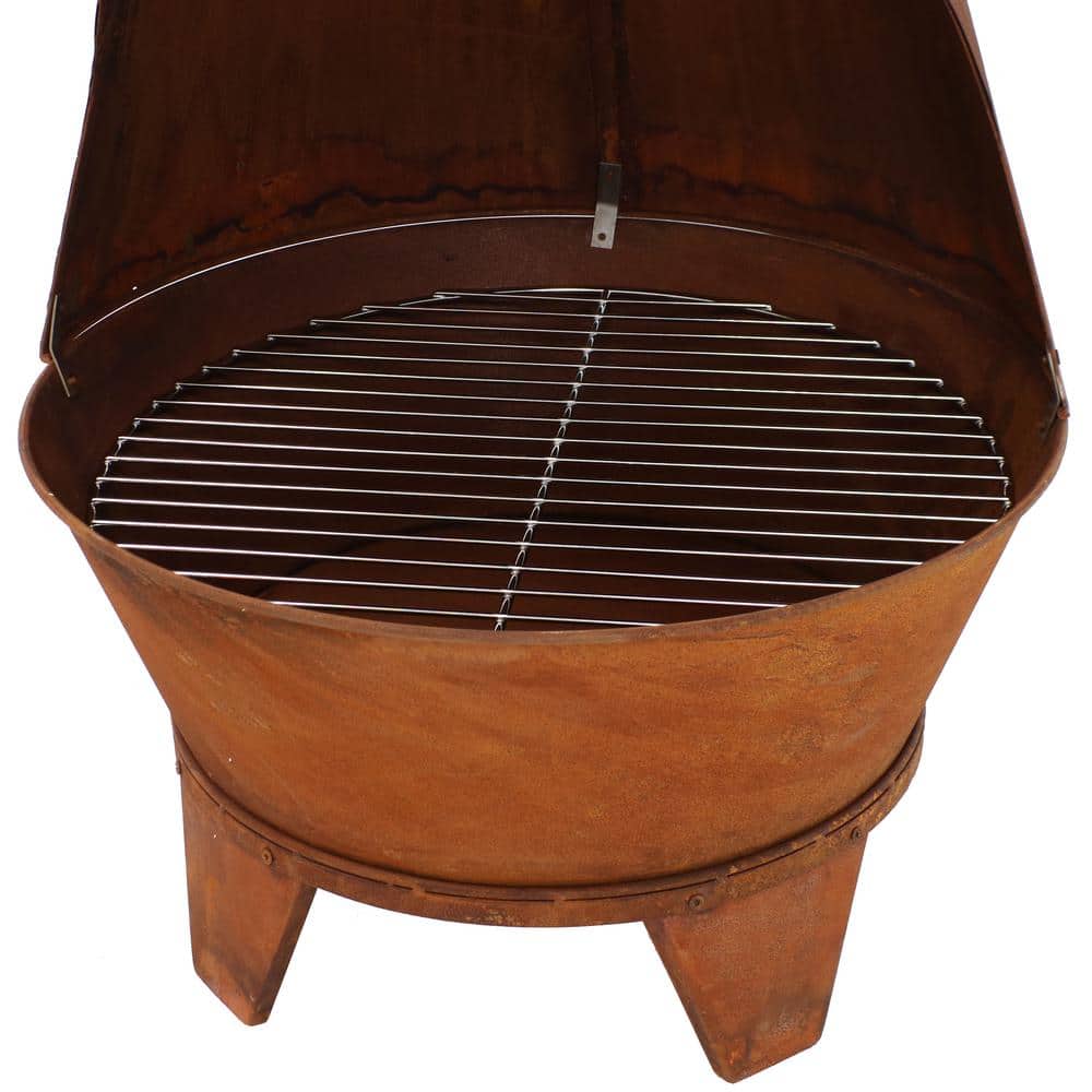 75'' Bronze Cold-Rolled Steel Wood-Burning Chiminea Fire Pit
