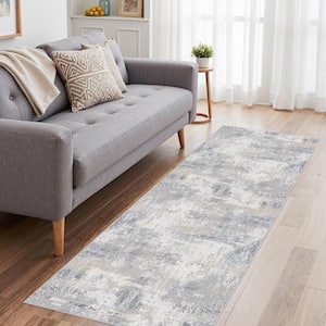 Claude Blue 2 ft. x 8 ft. Modern Abstract Area Rug