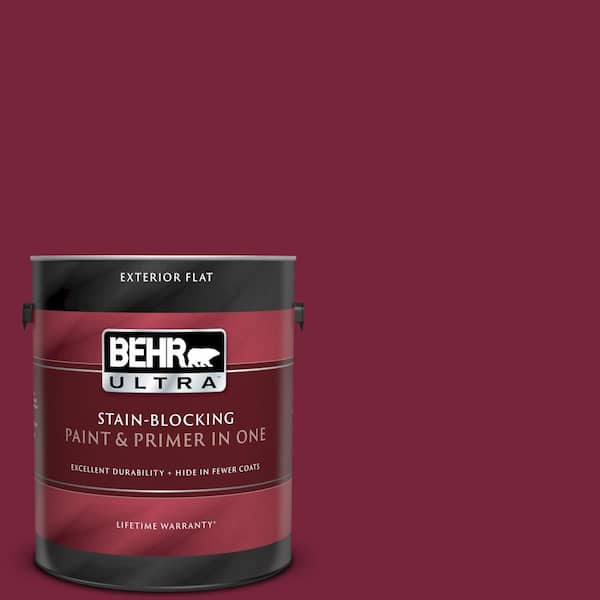 BEHR ULTRA 1 gal. #UL100-4 Cranberry Flat Exterior Paint and Primer in One