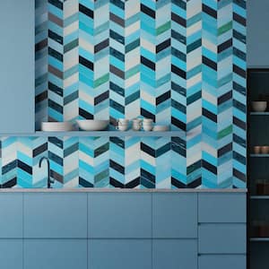 Elizabeth Sutton Pride Tulum Turquoise 16.92 in. x 17.44 in. Polished Glass Mosaic Wall Tile (2.05 Sq. Ft./Each)