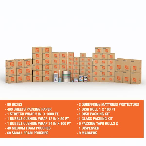 The Home Depot 80-Box 3 Bedroom Moving Box Kit