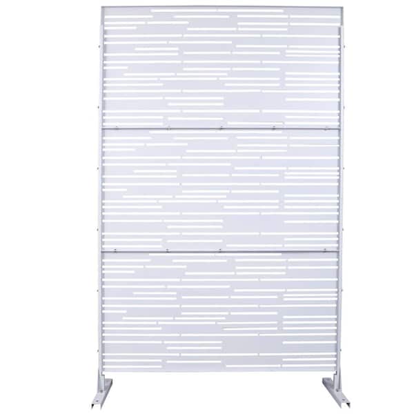 76 in. H x 48 in. W Steel Garden Fence Freestanding Outdoor Privacy Screen in White