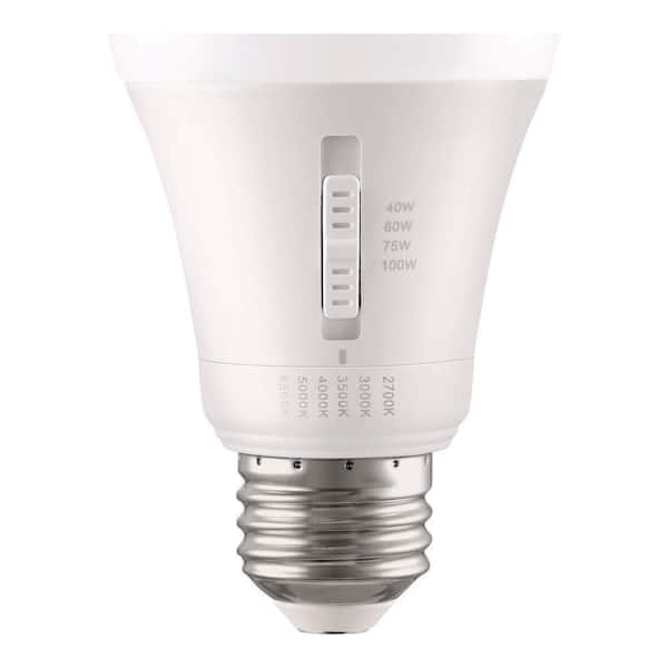 Universal Select 40/60/75/100-Watt Equivalent A19 Dimmable LED Light Bulb with Selectable Color Temperature (3-Pack)