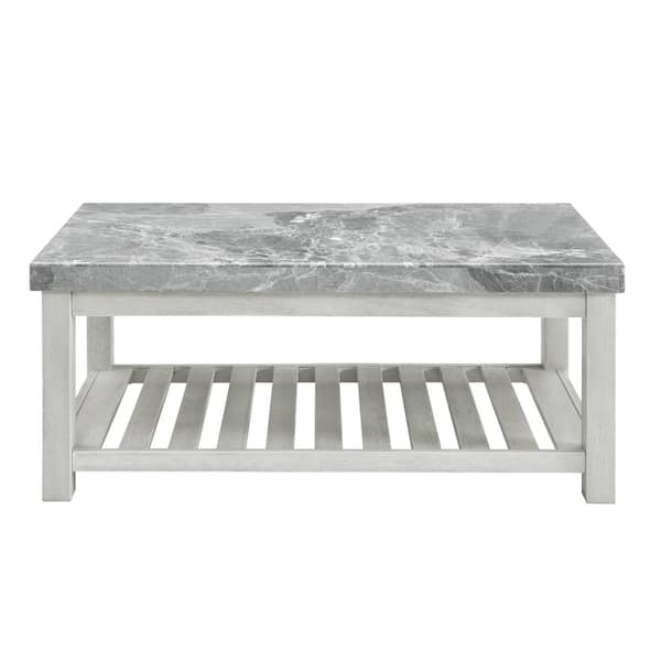 Steve Silver Canova 48 in. Gray Marble Rectangle Top Cocktail/Coffee Table