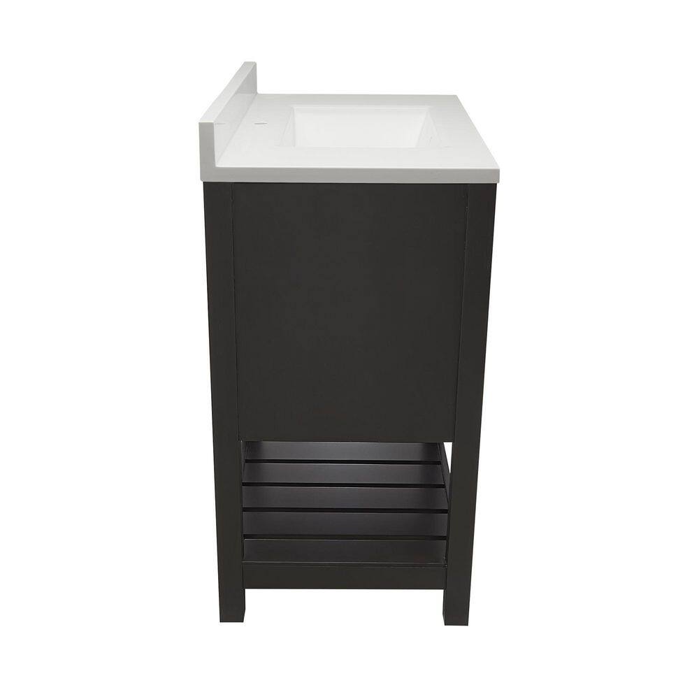 Espresso 25'' Single Bathroom Vanity with White Quartz Top