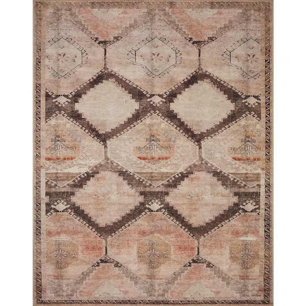LOLOI II Wynter Graphite/Blush 2 ft. 6 in. x 7 ft. 6 in. Moroccan Printed Runner Rug