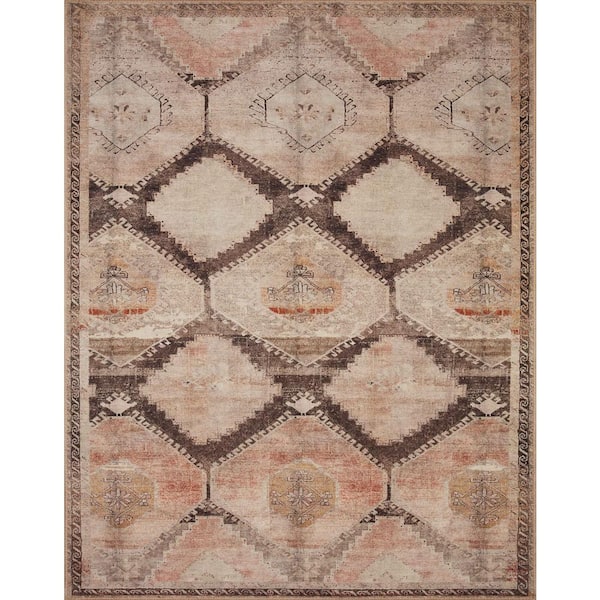 LOLOI II Wynter Graphite/Blush 2 ft. 6 in. x 12 ft. Moroccan Printed Runner Rug