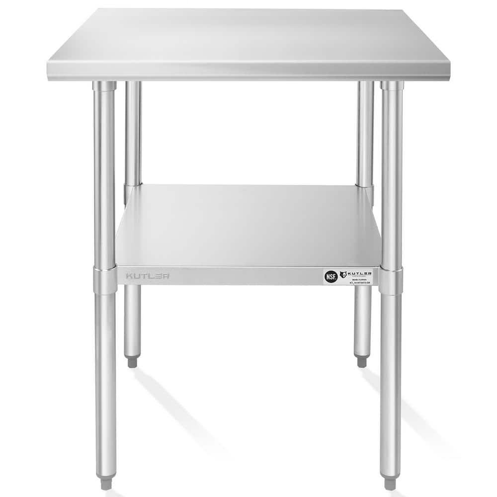 AmGood 30" x 30" Stainless Steel Utility Work Table with Galvanized Shelf